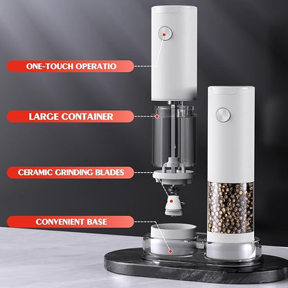Electric Salt and Pepper Grinder Set Automatic Battery Pepper Mill Shakers Kitchen Gadgets Adjustable Coarseness Upgraded Larger Capacity with Led Birthday Gifts for Women - Image 8