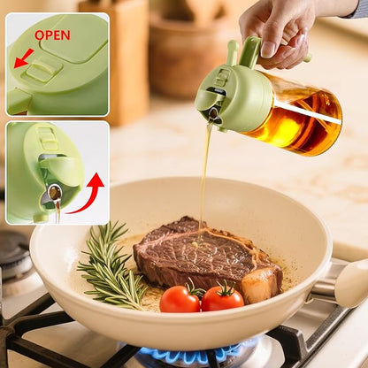 SWEET VIEW 2PCS Olive Oil Sprayer for Cooking, 16oz/470ml Glass Oil Dispenser/Pour Bottle, Kitchen Accessories, Kitchen Gadgets for Air Fryer, Salad, BBQ, with Stickers (Black,Green) - Image 4