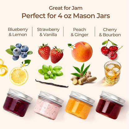 ComSaf Mini Mason Jars 4oz - 8 Pack, Regular Mouth Mason Jar with Lids and Seal Bands, Small Glass Canning Jar for Spice, Jam, Honey, Jelly, Dessert, Shower Wedding Favors, DIY Candles Decor - Image 5