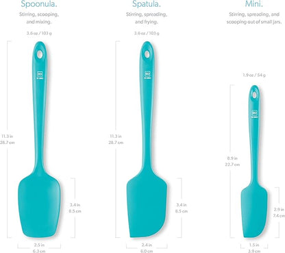 DI ORO Silicone Spatula Set - Rubber Kitchen Spatulas for Baking, Cooking, & Mixing - 600°F Heat-Resistant & BPA Free Silicone Scraper Spatulas for Nonstick Cookware - Dishwasher Safe (3pc, Teal) - Image 5