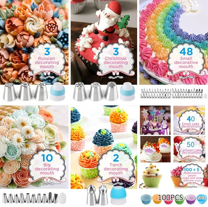 Cake Decorating Kit Cake Decorating Supplies, 515 PCS Baking Supplies Set with 3 Springform Pan Sets, 66 Icing Piping Nozzles, Cake Rotating Turntable, Piping Bags, Birthday Gifts for Mom Wife - Image 3