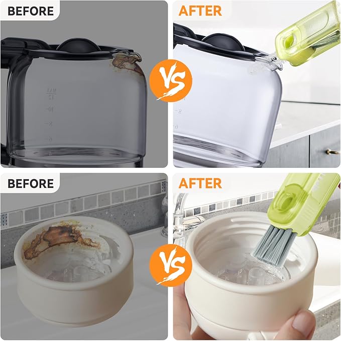 3 in 1 Cup Lid Gap Cleaning Brush Set, Multifunctional Bottle Cleaning Brush, Silicone Cup Lid Gap Cleaner, Home Kitchen Crevice Cleaning Tools (Green) - Image 5