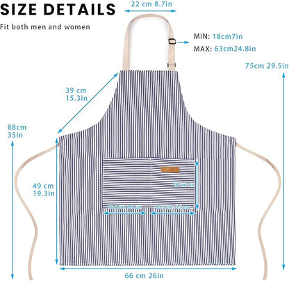 BeLuyi 2 Pack Adjustable Bib Apron with 2 Pockets Chef Cooking Kitchen Restaurant Aprons for Women Men - Image 3