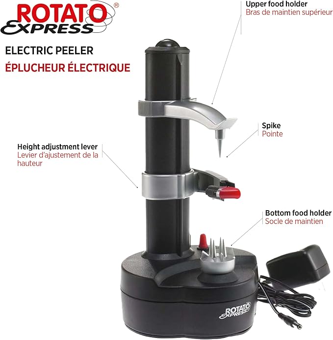 Starfrit Rotato Express Electric Peeler - 2 Spare Blades - Safe & Easy to Use - Effortlessly Peels Vegetables and Fruit,(Pack of 6) - Image 3
