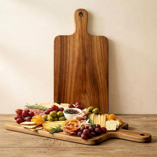 Nuenen 1 Pcs Wood Cutting Board with Handle Acacia Bamboo Wooden Serving Kitchen Chopping Boards for Pizza, Bread, Cheese, Charcuterie, Fruit, Vegetables (15.7 x 7.8 Inch,Acacia) by Nuenen