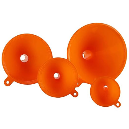 Oil Funnel Set (Orange, 4-Pack) – Plastic Funnels for Automotive Use – Funnels for Kitchen Use Filling Bottles and containers – Funnel for Water Bottles, Gas, Car Oil, Lubricants and Fluids - Image 2