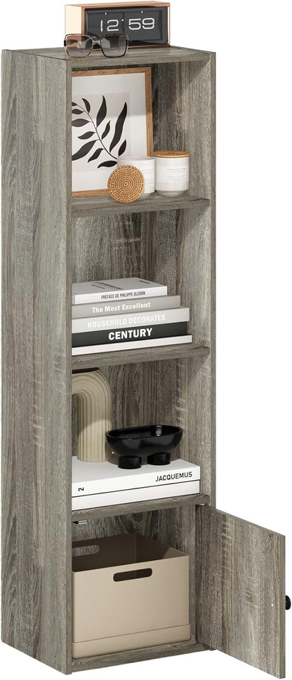 Furinno Luder Shelf Bookcase with 1 Door Storage Cabinet, French Oak by Furinno-FitsYourSpaceFitsYourBudget