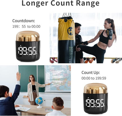 Digital Kitchen Timer,Countdown Countup Timer with Large LED Display Volume Adjustment,Timer for Cooking, Classroom Time for Kids and Teachers. (Gold) - Image 4