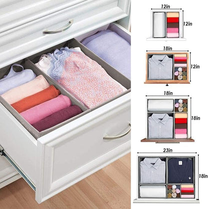 Criusia Foldable Underwear Drawer Organizer, Closet Dividers, Storage Box for Clothes, Socks (6 Bins, Gray) - Image 3