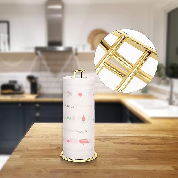 NearMoon Paper Towel Holder, Sturdy Paper Towel Stand Dispenser-All Metal, Standard or Jumbo-Sized for Kitchen Countertop, Farmhouse, Living Room (1 Pack, Gold) - Image 7