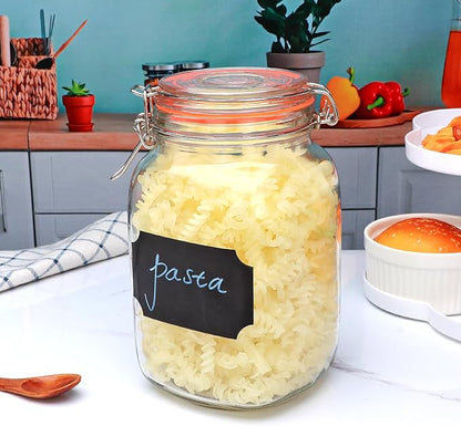 50oz Glass Jars with Clamp Lids,Set of 4,1500ml Square Wide Mouth Mason Jars with Airtight Lids,Large Glass Storage Container with Clip Lid for Kitchen,Flour,Pasta,Beans - Image 8
