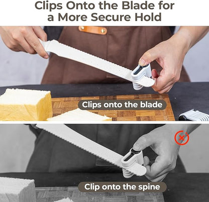 CoquusAid Upgrade Bread Knife for Homemade Bread, World‘s 1st Double Serrated Knife with 5 Thickness Adjustable Slicing Guide, Stainless Steel Bread Cutter, Razor Sharp for Sourdough, Creamy White - Image 8