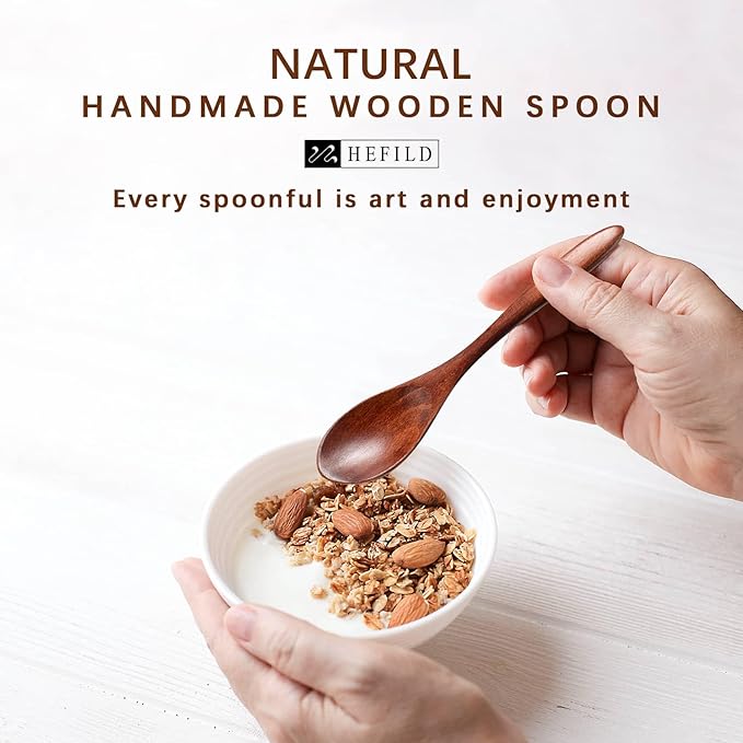 4 PCS Small Wooden Spoons, 5.8 Inch Honey Spoons for Tea, Hardwood Wooden Honey Teaspoon for Coffee, Little Tiny Wood Spoons, Bamboo Table Spoon for stirring, Wooden Spoons for Utensils Set - Image 3