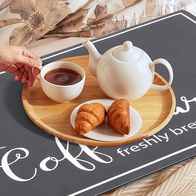 Findosom Dish Drying Mat, 12"x 20" Super Absorbent & Hide Stain Coffee Mat, Cuttable Drying Mat for Kitchen Counter, Coffee Bar Accessories, Under Dish Rack, Coffee Maker, Espresso Machine, DarkGrey - Image 7