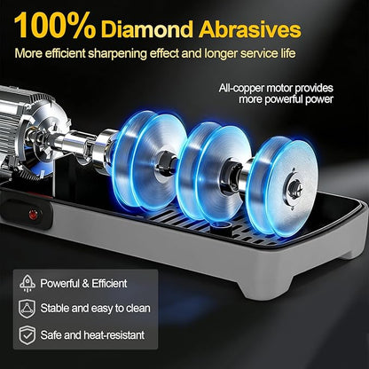Electric Knife Sharpener for Kitchen – Professional 3-Stage 100% Diamond System with 20° Precision Angle, Fast Sharpening to Restore & Polish Chef Knives(Black) - Image 7