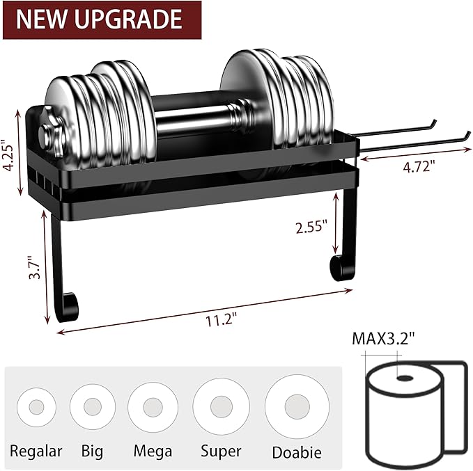 ZUNTO 2pcs Magnetic Paper Towel Holder for Fridge, Black Kitchen Organizer with Towel Roll Holder, Spice Shelf and 2 Hanging Racks(No Drilling) - Image 6