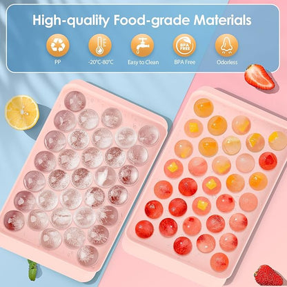 WIBIMEN Ice Cube Tray with Lid and Bin - Round Ice Trays for Freezer with Lid - Ice Cube Trays for Freezer with Ice Container (1"-2PACK Pink) - Image 3