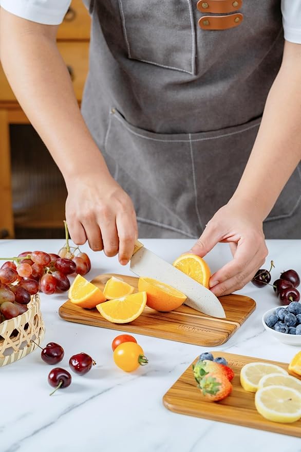 2 Pcs Berkvee Small Teak Wood Cutting Board for Kitchen– Mini Lightweight Wooden Cutting Board- BPA Free
