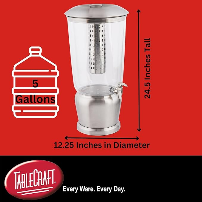 TableCraft 85 Large 5 Gallon Drink Dispenser with Fruit Infuser & Stand, BPA-Free Tritan & Stainless Steel, Ideal for Catering, Buffet, Home Use, Cold Beverage Dispenser - Image 4