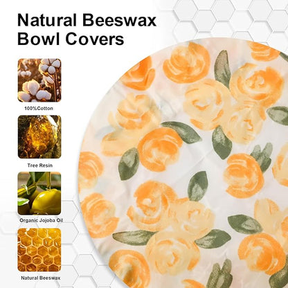 2Pcs Reusable Bowl Covers for Bread Proofing - Cotton Beeswax Bowl Covers Reusable with Elastic Rim, Eco-Friendly Sourdough Bowl Cover for Food Storage (10INCH) (Tulip)