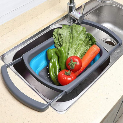 Qimh Colander Collapsible, Colander Strainer Over the Sink Food Colanders Strainers with Extendable Handles, 6-Quart, Dishwasher-Safe Kitchen Folding Strainer for Pasta, Veggies and Fruits - Image 6