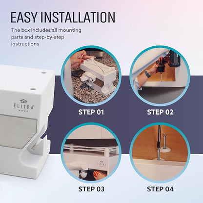 Elitra Home 3 in 1 Under the Cabinet Electric Can Opener, Blade Sharpener, Bottle Opener, Under The Counter Mount, For Large And Small Cans (White)