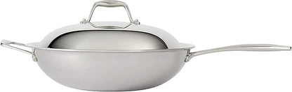 Tramontina Signature Tri-Ply Clad Stainless Steel 12.5-Inch Wok with lid, Induction-Ready, Dishwasher-Safe, NSF-Certified, Made in Brazil - Image 2