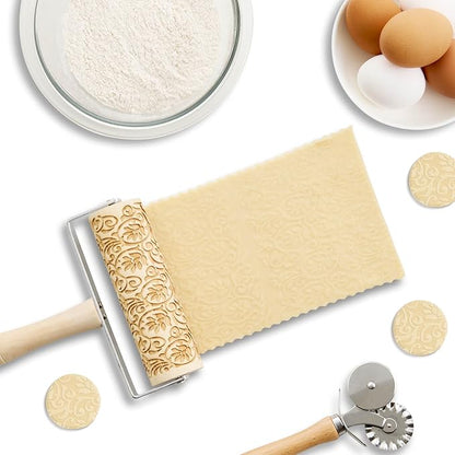 Mrs. Anderson’s Baking Mini Embossing Rolling Pin, Floral Scroll Design, Poplar Wood and Chrome-Plated Iron - Image 5