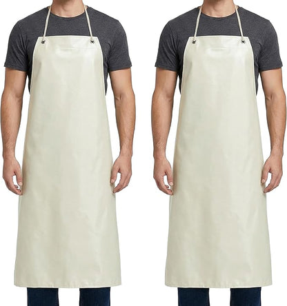 Xpose Safety Heavy Duty Vinyl Waterproof Aprons, White - For Home, Industrial and Commercial Use - Chemical Resistant