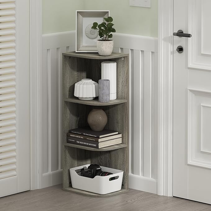 Furinno PASIR Book Shelf, 3-Tier Corner Bookshelf with Open Shelf, Standing Bookcase, 9.3 x 12 x 31.5 for Organization and Storage, for Living Room, Bedroom, Home Office, French Oak - Image 2