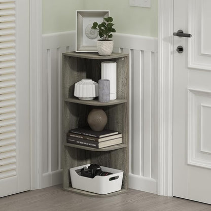 Furinno PASIR Book Shelf, 3-Tier Corner Bookshelf with Open Shelf, Standing Bookcase, 9.3 x 12 x 31.5 for Organization and Storage, for Living Room, Bedroom, Home Office, French Oak - Image 2