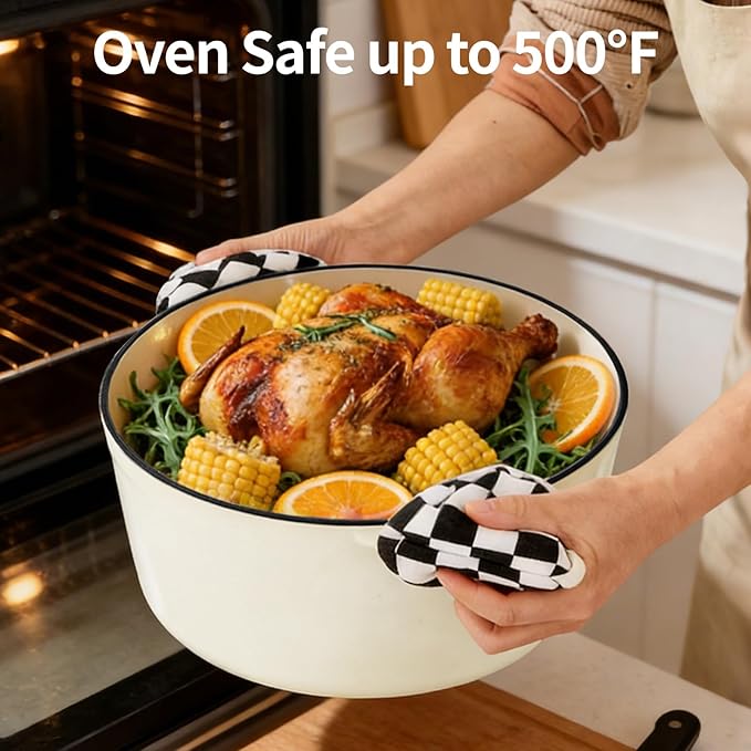Enameled Cast Iron Dutch Oven with Lid -6.5 QT, incl. Sourdough Bread-Baking Supplies like Banneton Proofing Basket, Heavy Duty Cookware Bread-Oven for Baking, Stews, and Roasting, Cream White - Image 5