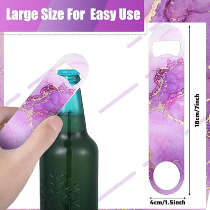 4 Pcs Flat Bottle Opener Heavy Duty Stainless Steel Bottle Opener Beer Flask Tools ​for Kitchen Bar Restaurant, 7 Inches(Marble Print) - Image 2