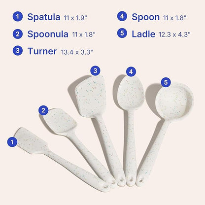 GIR 5-Piece Silicone Kitchen Utensils Set, Non-Toxic Cooking Utensils for Cooking and Baking, Heat Resistant, Food Grade, Dishwasher Safe Rubber Spatula, Ladle, Spoon - Party Confetti - Image 6