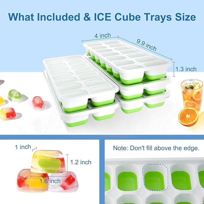 Ice Cube Tray, Ice Cube Trays for Freezer 5 Pack with Lids, Ice Tray Easy-Release, Ice Trays for Freezer Stackable, Silicone Ice Cube Tray for Drinks, Coffee - BPA-Free and Odor-Free - Image 6