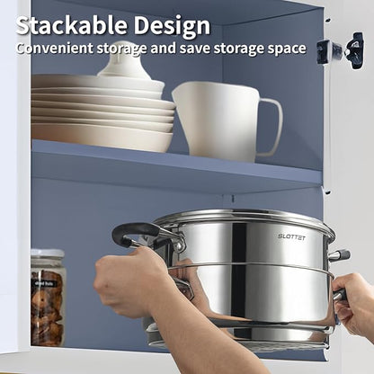 SLOTTET Stainless Steel 8 Quart Stock Pot with Steamer,8 Qt Deep Soup Pot for cooking,Multipurpose Stockpot with silicone Stay-cool Handle.Dishwasher and Oven Safe,Induction Stainless Steel Cookware