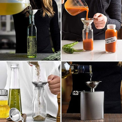 Metal Stainless Steel Funnel, Large Medium Small Funnel Set of 3, Food Grade Mini Kitchen Funnels for Transferring Essential Oils, Liquid, Fluid, Small Funnels for Filling Bottles Flask Cooking - Image 5