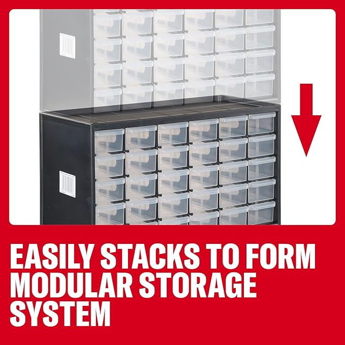 CRAFTSMAN Storage Organizer, 30 Small Drawer Modular Storage System, Easily Stackable, Plastic, Black, White (CMST40730) - Image 5