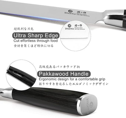 imarku Chef Knife - Pro Kitchen Knife 8 Inch Chef's Knives Japanese SUS440A Stainless Steel Sharp Paring Knife with Ergonomic Handle, Black Handle, Christmas and Thanksgiving Gifts for men and Women - Image 4