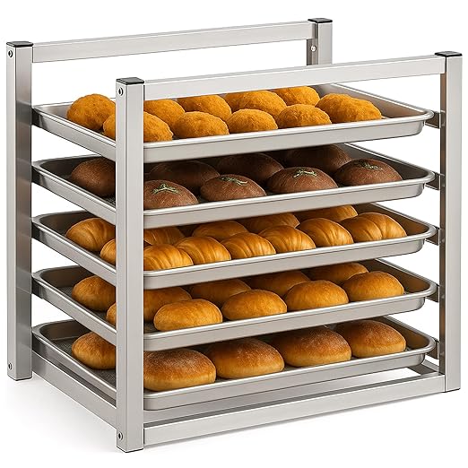 Blulu 5 Tier Wall Mounted Sheet Bun Pan Rack 21 x 13 x 18 Fits 5 Half Size Sheet Pans Aluminum Baking Tray Racks for Bakeries Restaurants Catering Kitchens by Blulu