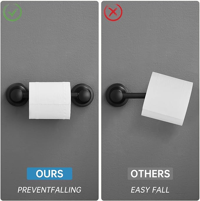 RUMOSE Toilet Paper Holder and Hand Towel Ring Matte Black Wall Mount Bathroom Hardware Accessories 2 PCS Set Flexible Pivoting Toilet Tissue Roll Holder and Towel Hanger, Stainless Steel