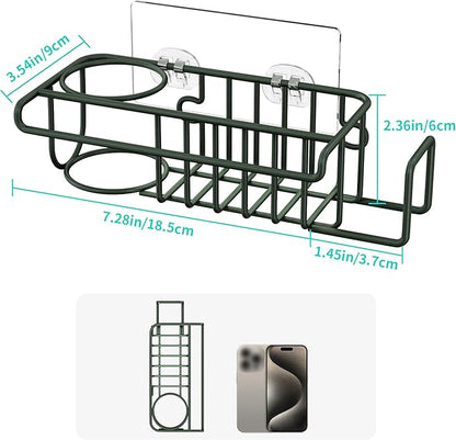 HapiRm Sink Caddy Sponge Holder - No Drill Sponge Holder for Kitchen Sink, Rustproof and Waterproof Kitchen Organizer - Green - Image 5