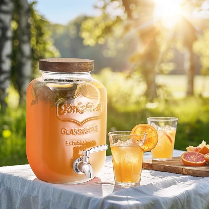 Mustry Glass Drink Dispenser for Parties, 1 Gallon Beverage Dispenser with Spigot Solid Stainless Steel, Used as Lemonade Dispenser Sun Tea Jar Kombucha Jar, Set of 2 - Image 6