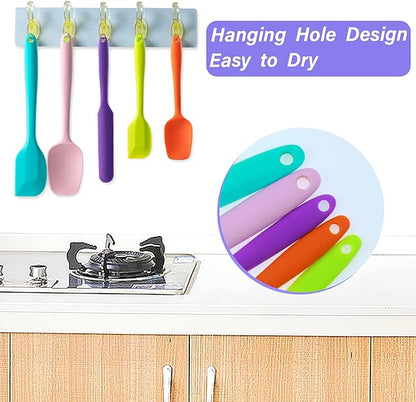 Silicone Spatula Set, 5 Piece Food Grade Rubber Spatulas for Baking, Cooking, and Mixing High Heat Resistant Non Stick Dishwasher Safe BPA-Free (Two colors - Green) - Image 4