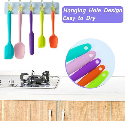 Silicone Spatula Set, 5 Piece Food Grade Rubber Spatulas for Baking, Cooking, and Mixing High Heat Resistant Non Stick Dishwasher Safe BPA-Free (RED) - Image 4