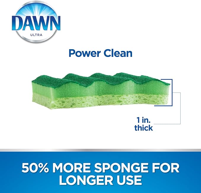 Dawn Power Clean Wedge-Shaped Scrubber Sponges, Pack of 3, Green