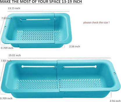 LASSHSWA Collapsible Colander for Kitchen, Over the Sink Strainer Basket for Kitchen, Fruit Pasta Food Strainer Expandable Plastic Colander BPA Free (Blue) - Image 5