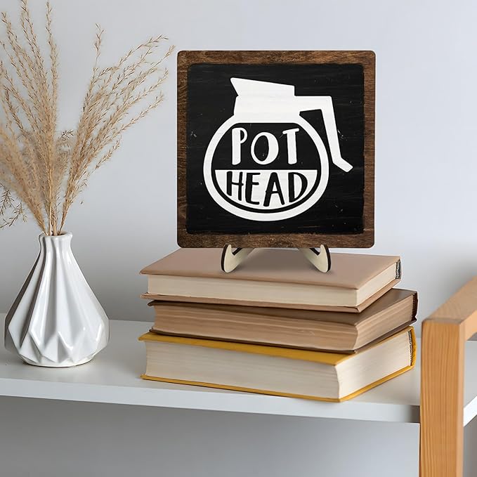 Vintage Coffee Bar Sign, Wooden Coffee Decor for Kitchen, Rustic Farmhouse Cafe Sign, Cefe Accessories, CoffeeLover Gifts, Home Wall Decor (Black&Brown1, 5.9x5.9inches) - Image 5