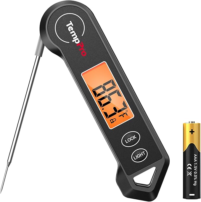 TempPro TP19H Waterproof Digital Meat Thermometer with Ambidextrous Backlit and Motion Sensing Cooking Food Thermometer for BBQ Grill Smoker Oil Fry Candy Thermometer (Previously ThermoPro) by TempPro