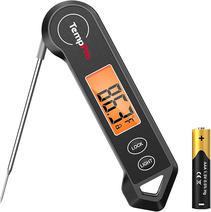 TempPro TP19H Waterproof Digital Meat Thermometer with Ambidextrous Backlit and Motion Sensing Cooking Food Thermometer for BBQ Grill Smoker Oil Fry Candy Thermometer (Previously ThermoPro) by TempPro